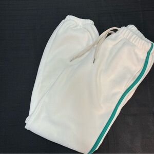 Sundry Sherpa sweatpants in cream with green side stripe